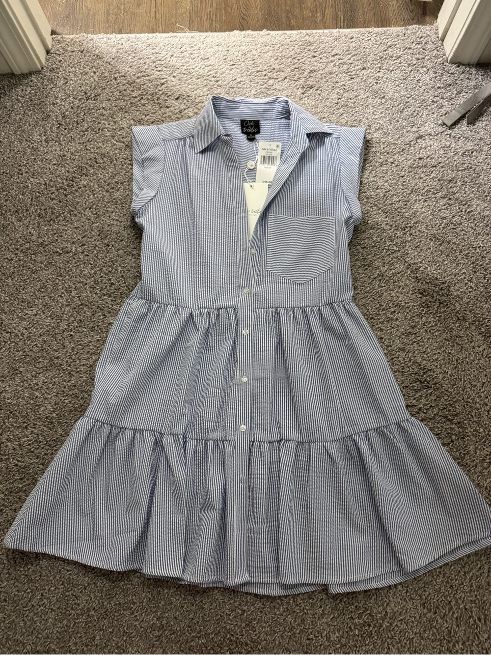 Carter's Blue Stripe Tiered Shirt Dress